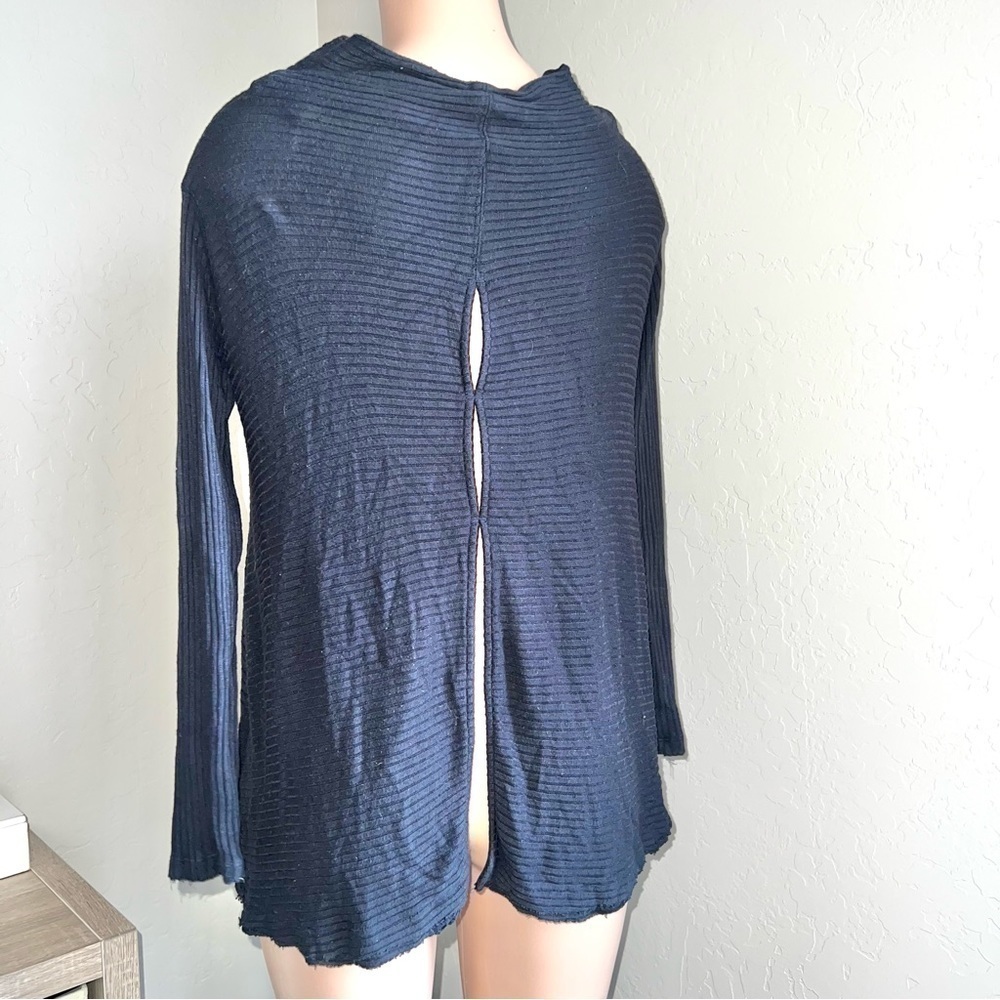 We The Free People Women’s XS Black Robbed Soft Rayon Long Sleeve Knit Top Mock - Picture 3 of 7